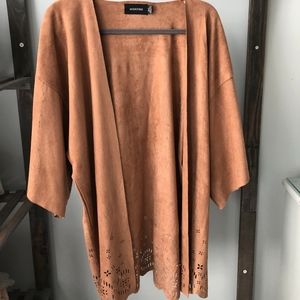 Brown Vegan Suede Mink Pink Open Sweater